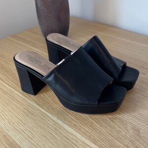 Rachel Zoe Black Block Heel Mules